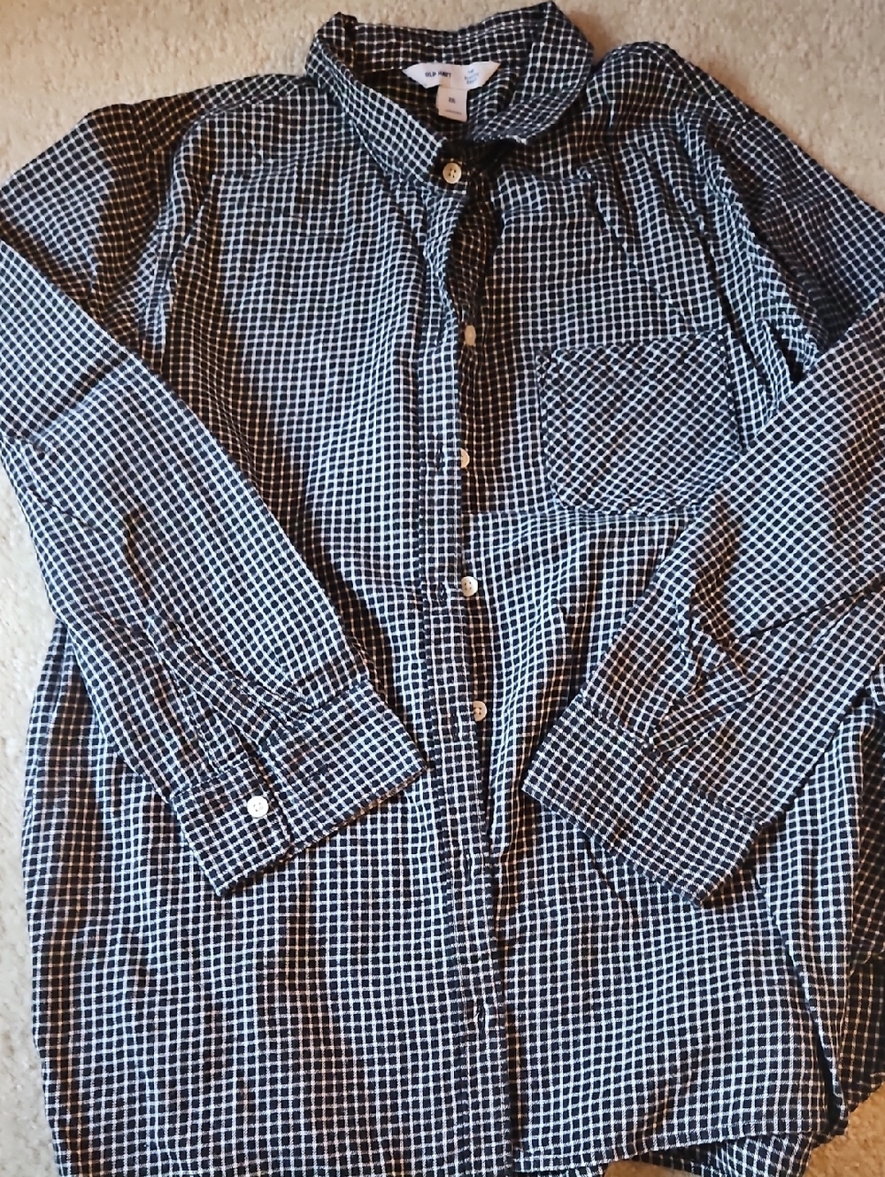 Black & White Check Button-Up Shirt